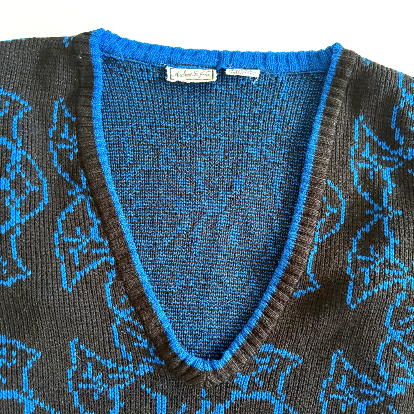 Vintage Andrew St. John, Floral V-Neck Sweater