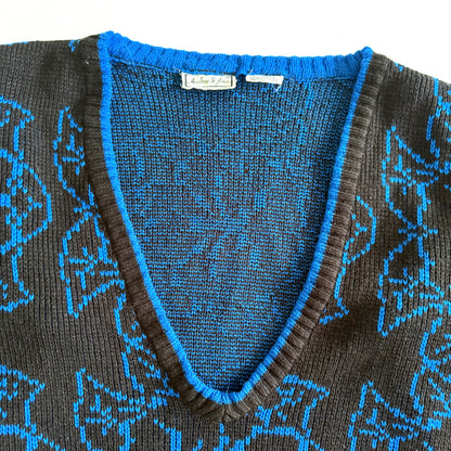 Vintage Andrew St. John, Floral V-Neck Sweater