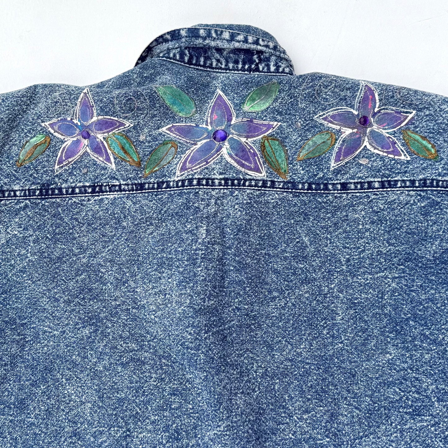 Vintage Denim Button Down Short Sleeve Shirt