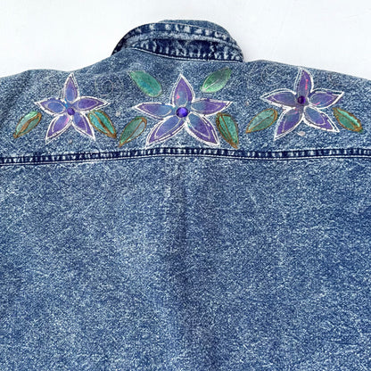 Vintage Denim Button Down Short Sleeve Shirt