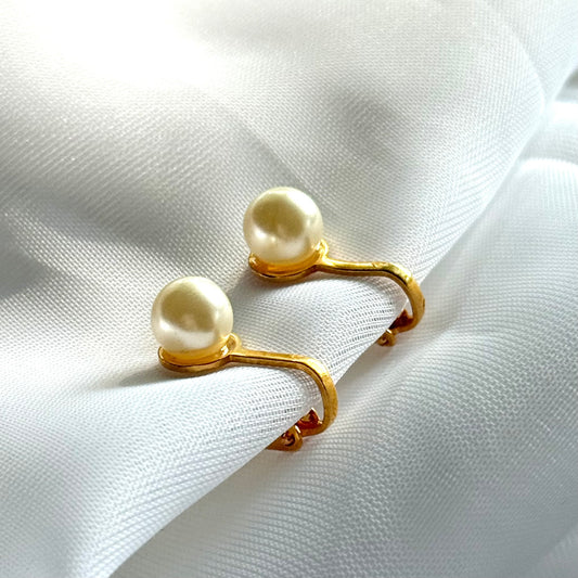Secondhand Faux Pearl & Gold Toned Earrings