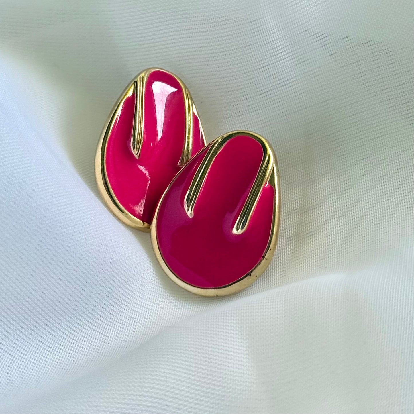 Secondhand Pink & Gold Toned Earrings