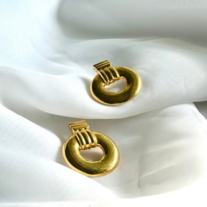 Secondhand Gold Toned Faux Door Knocker Style Earrings