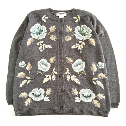 Secondhand Alfred Dunner, Petite Wool Blend Floral Cardigan