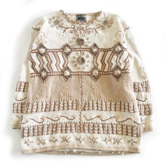 Vintage Curio, 3D Floral Knit Sweater