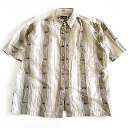 Vintage Bosa, Linen Blend Short Sleeve Button Up Shirt