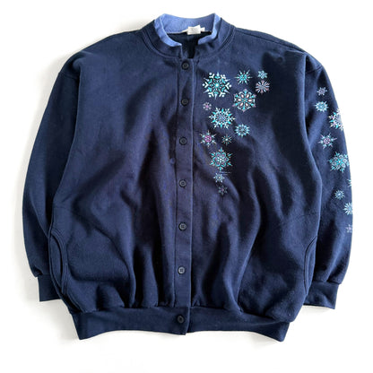 Vintage Morning Sun, Snowflake Sweatshirt Cardigan