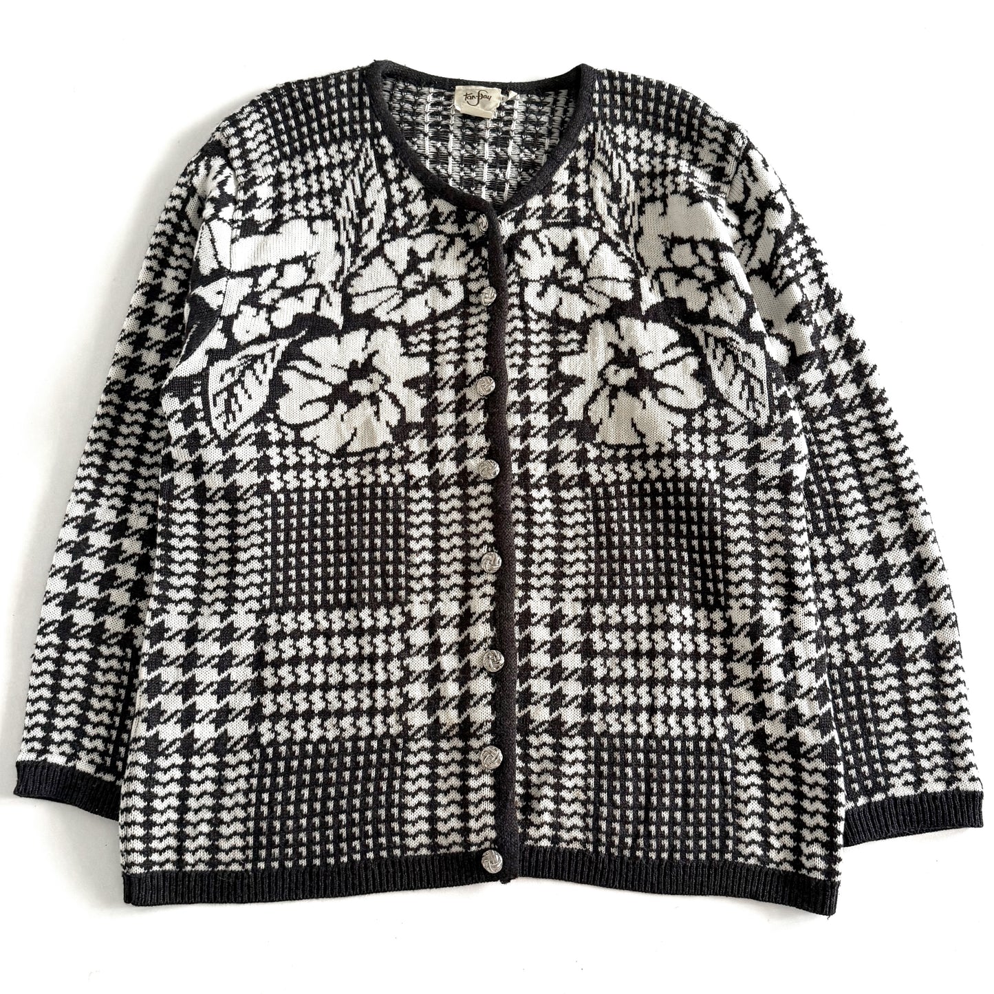 Vintage TanJay, Floral Houndstooth Cardigan