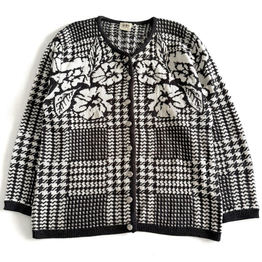 Vintage TanJay, Floral Houndstooth Cardigan