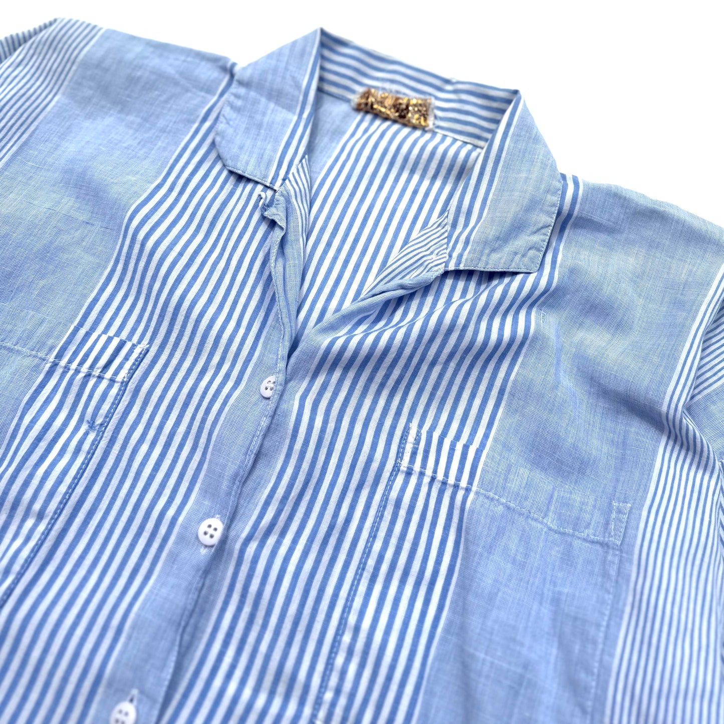 Vintage Heart Beat, Blue & White Striped Button Down Shirt