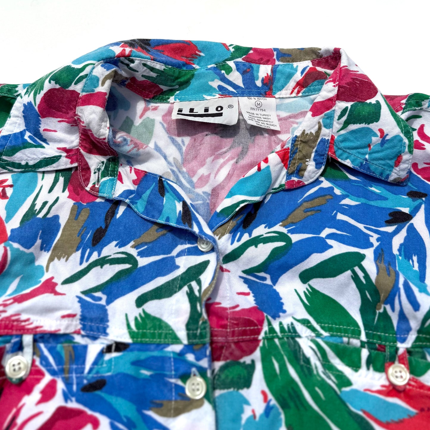 Vintage Ilio, Tropical Button Down Short Sleeve Shirt