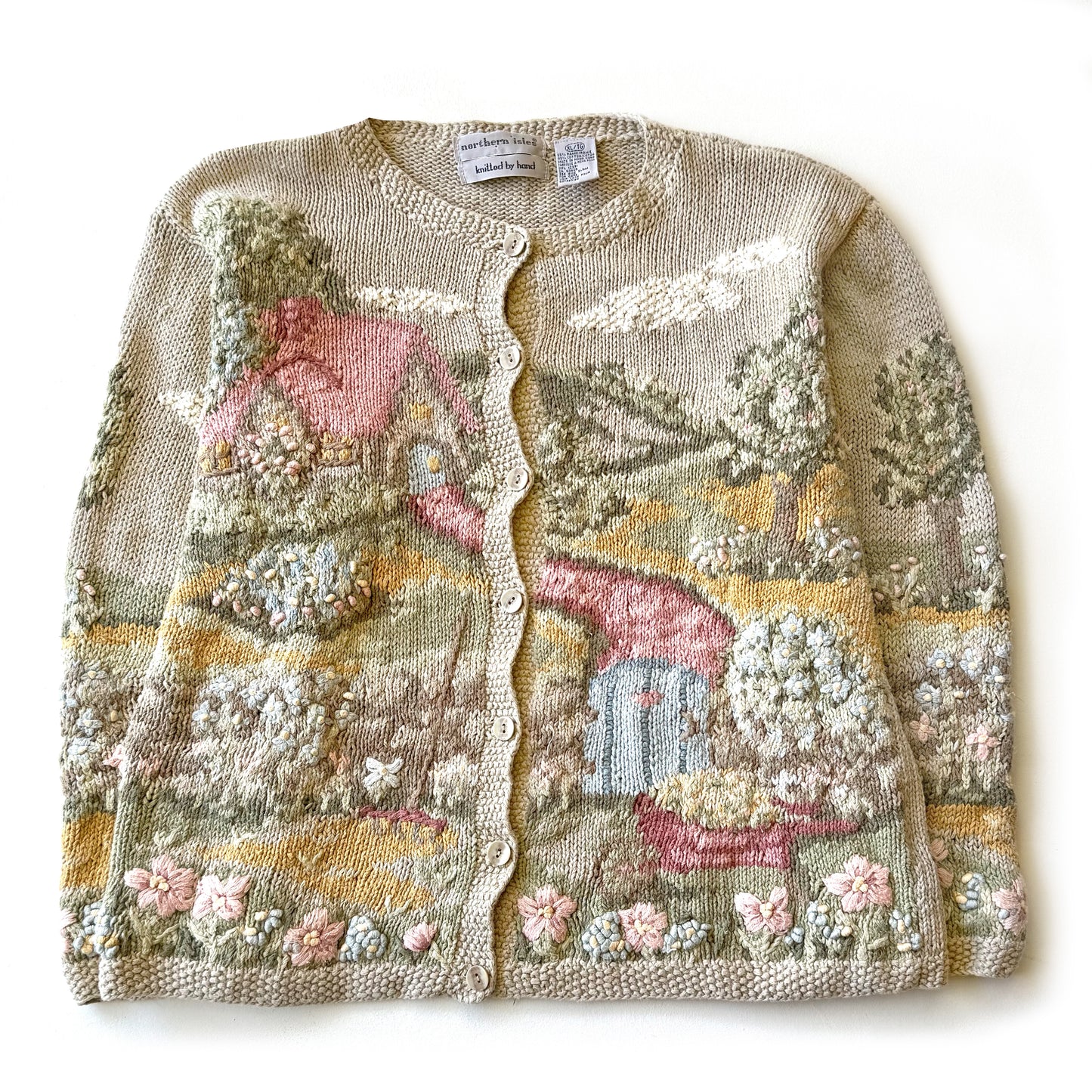 Vintage Northern Isles, Spring / Summer Cottage Scene Cardigan
