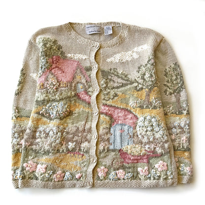 Vintage Northern Isles, Spring / Summer Cottage Scene Cardigan
