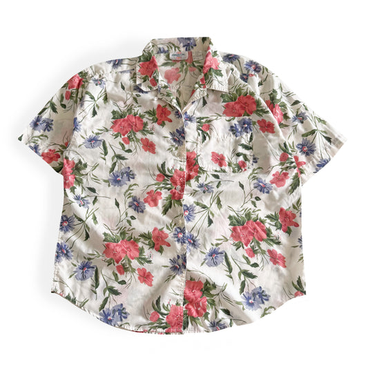 Vintage Essential Needs, Floral Short Sleeve Button Down Shirt