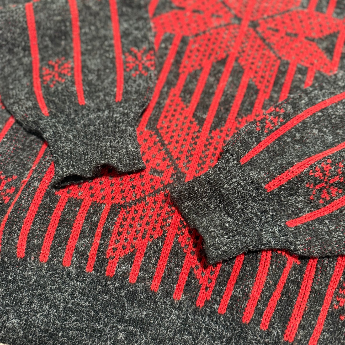 Vintage Knightsbridge, Wool Blend Red & Grey Sweater