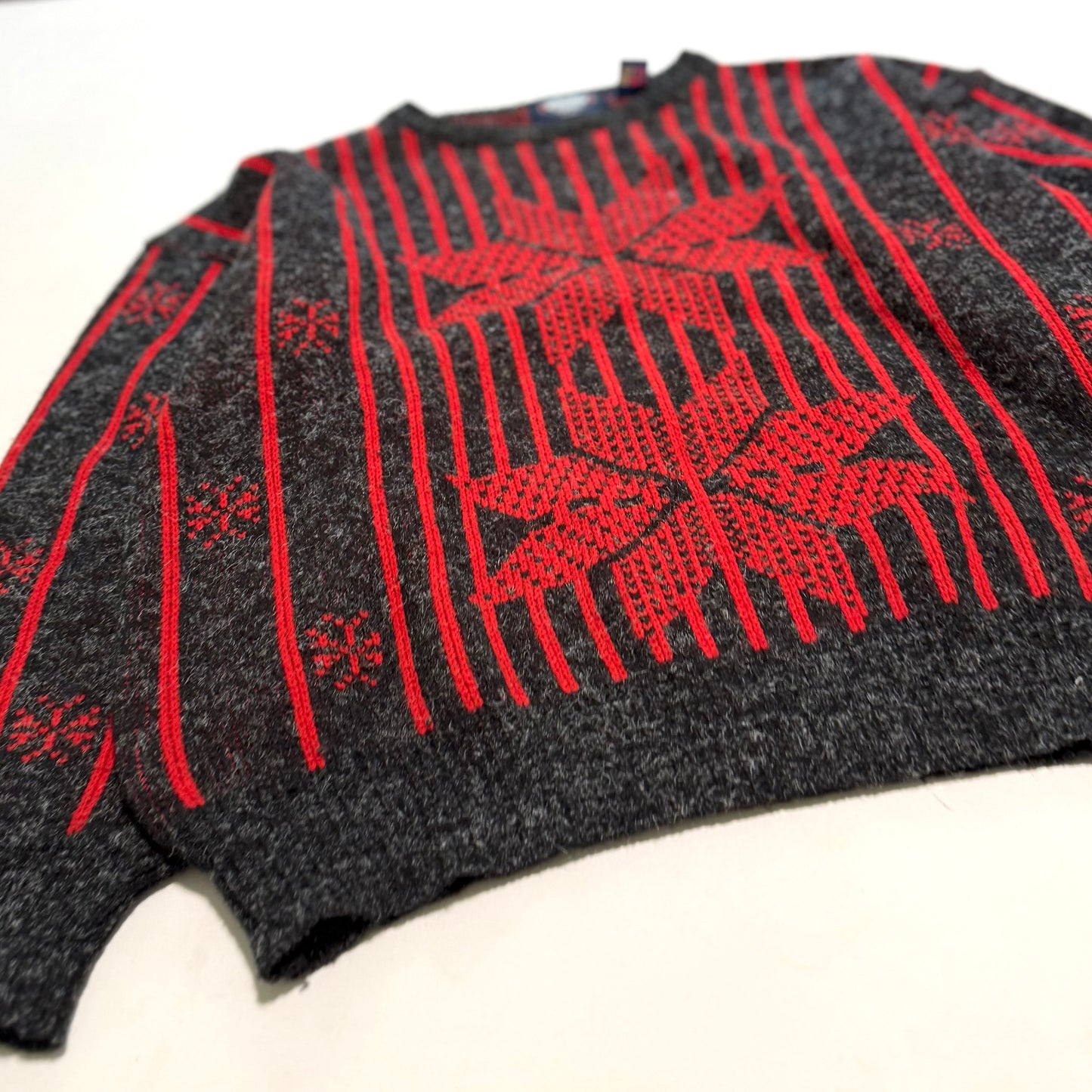 Vintage Knightsbridge, Wool Blend Red & Grey Sweater