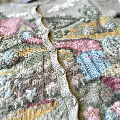 Vintage Northern Isles, Spring / Summer Cottage Scene Cardigan