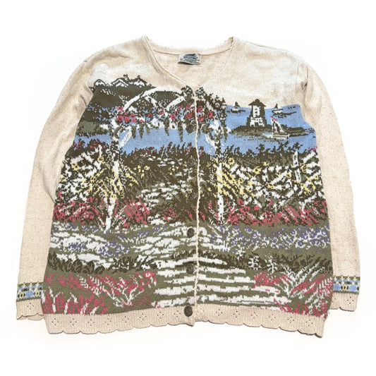 Vintage Northern Reflections by Parkhurst, Garden Scene Cardigan