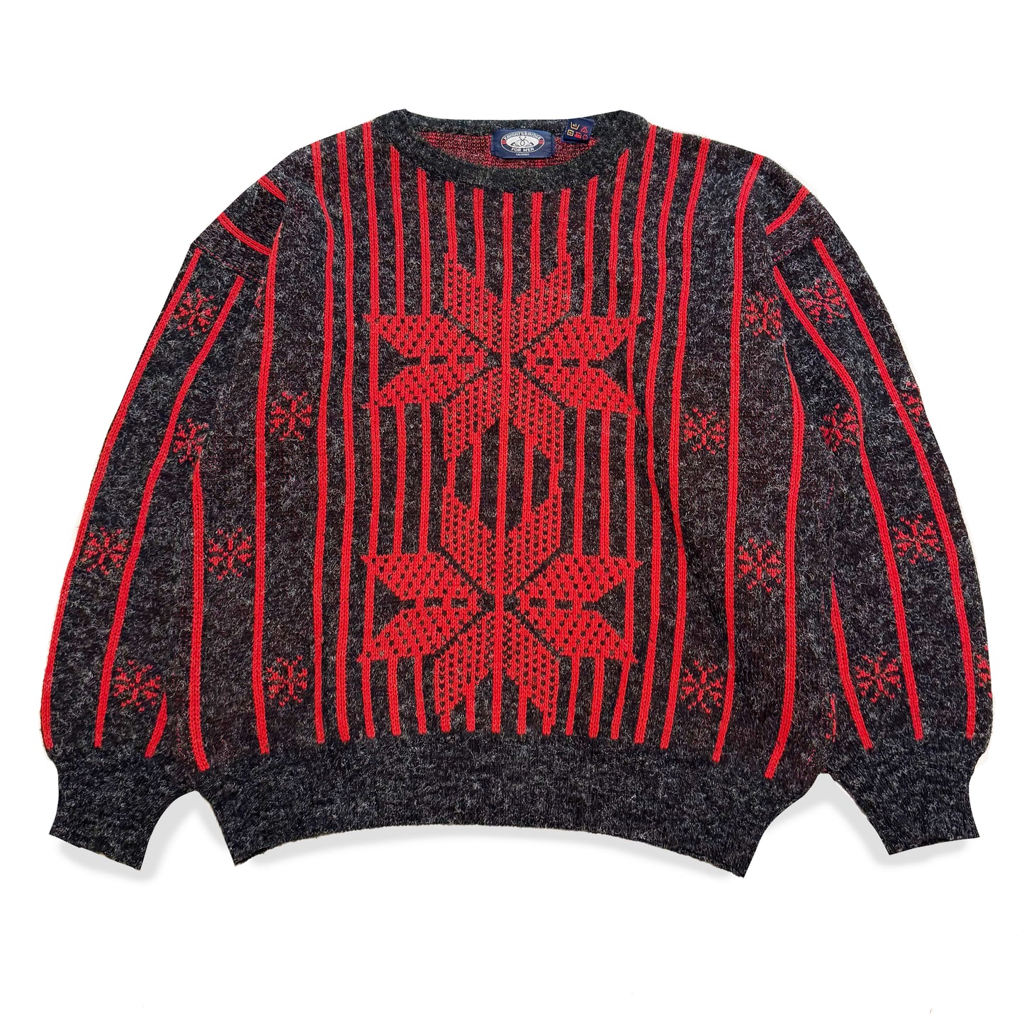 Vintage Knightsbridge, Wool Blend Red & Grey Sweater