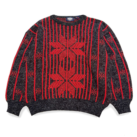 Vintage Knightsbridge, Wool Blend Red & Grey Sweater