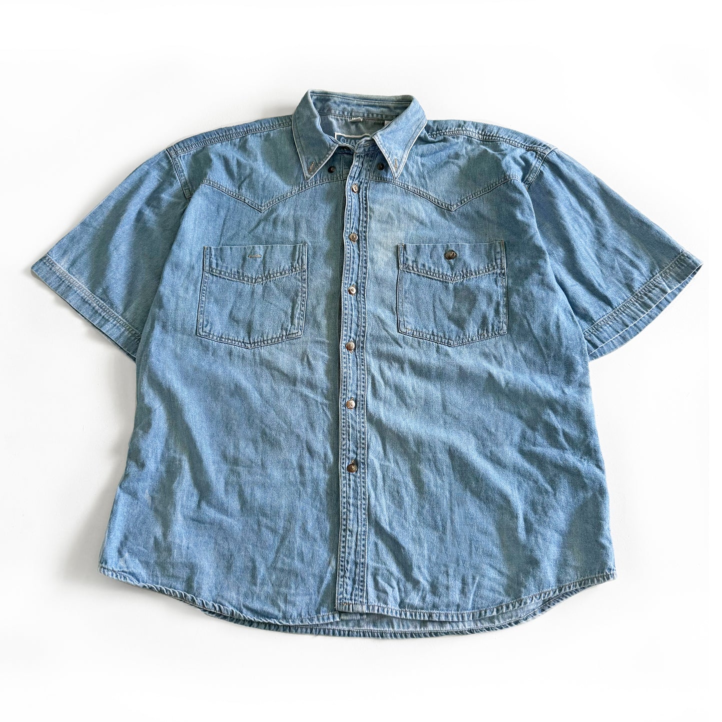 Vintage Chaser, Denim Button Down Short Sleeve Shirt