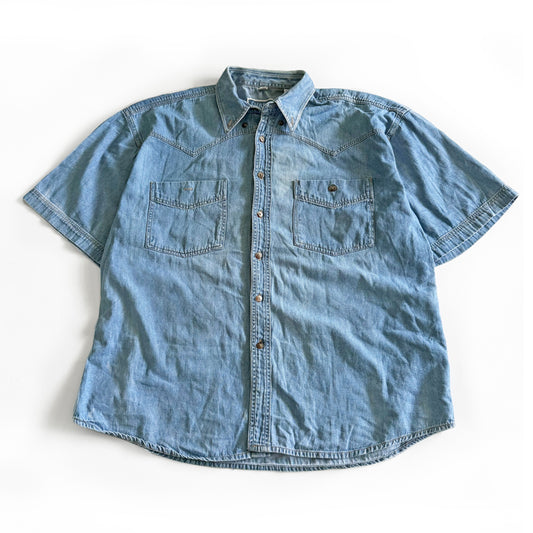 Vintage Chaser, Denim Button Down Short Sleeve Shirt
