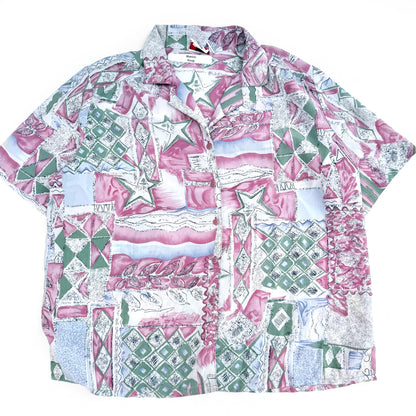 Vintage Alia Petite, Button Down Short Sleeve Shirt