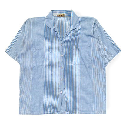 Vintage Heart Beat, Blue & White Striped Button Down Shirt
