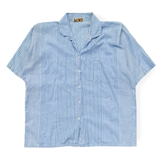Vintage Heart Beat, Blue & White Striped Button Down Shirt