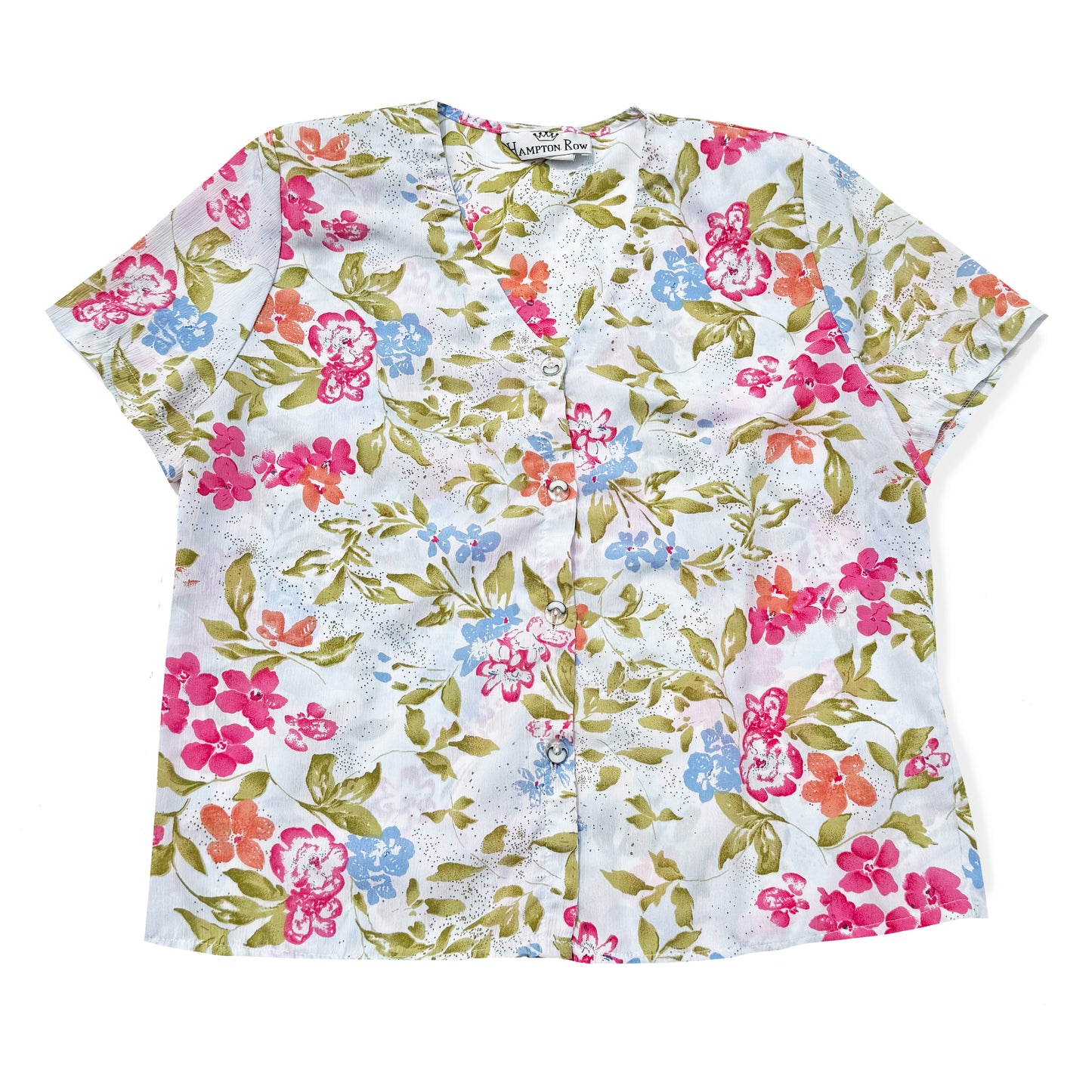Vintage Hampton Row, Floral Button Down Short Sleeve Shirt