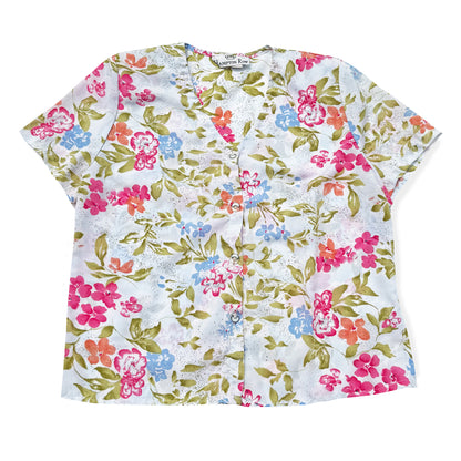 Vintage Hampton Row, Floral Button Down Short Sleeve Shirt
