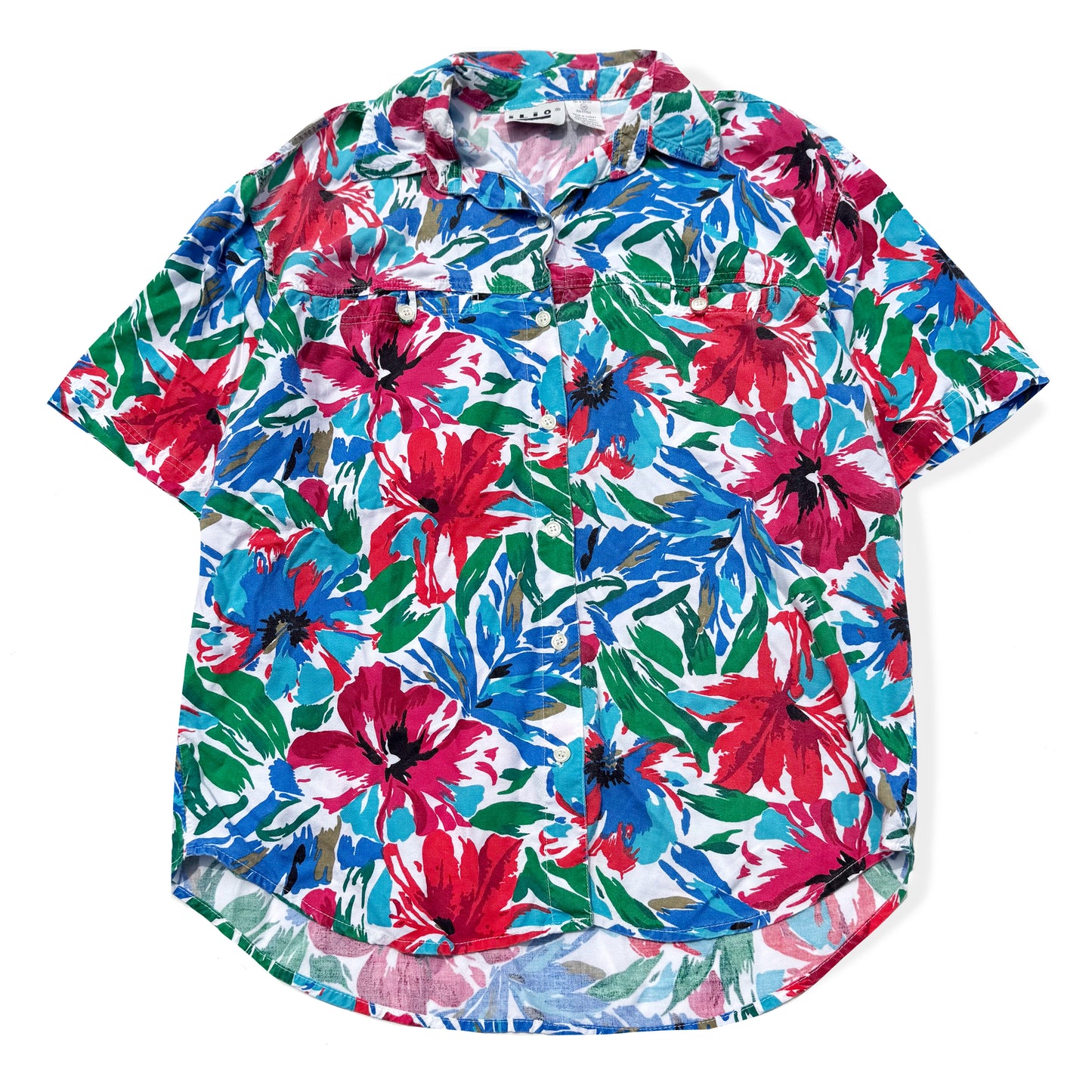 Vintage Ilio, Tropical Button Down Short Sleeve Shirt