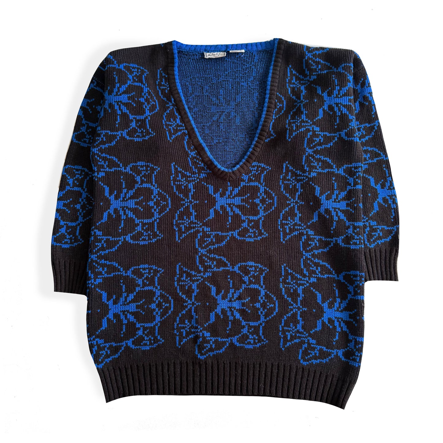 Vintage Andrew St. John, Floral V-Neck Sweater