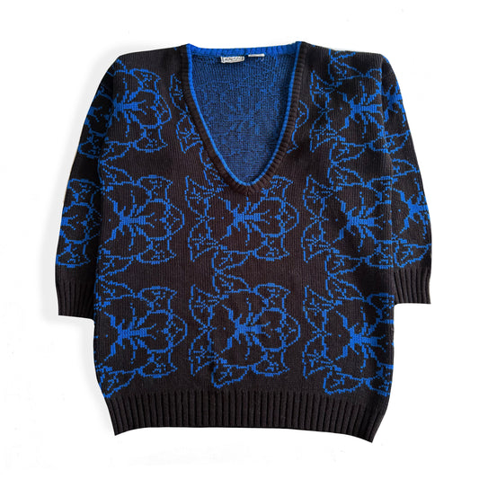 Vintage Andrew St. John, Floral V-Neck Sweater