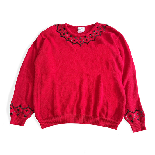 Vintage Summit Place, Red Beaded Sweater