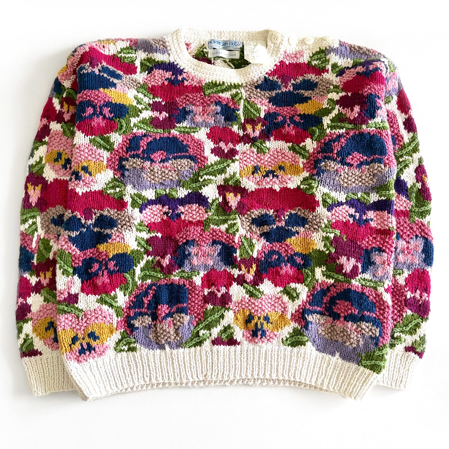 Vintage Northern Isles, Hand Knit Floral Sweater
