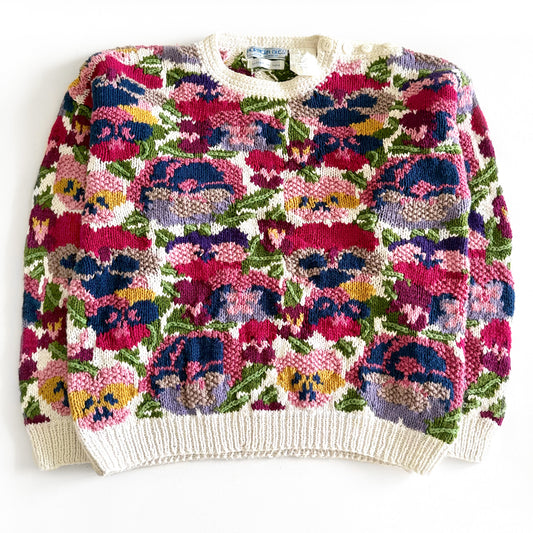 Vintage Northern Isles, Hand Knit Floral Sweater